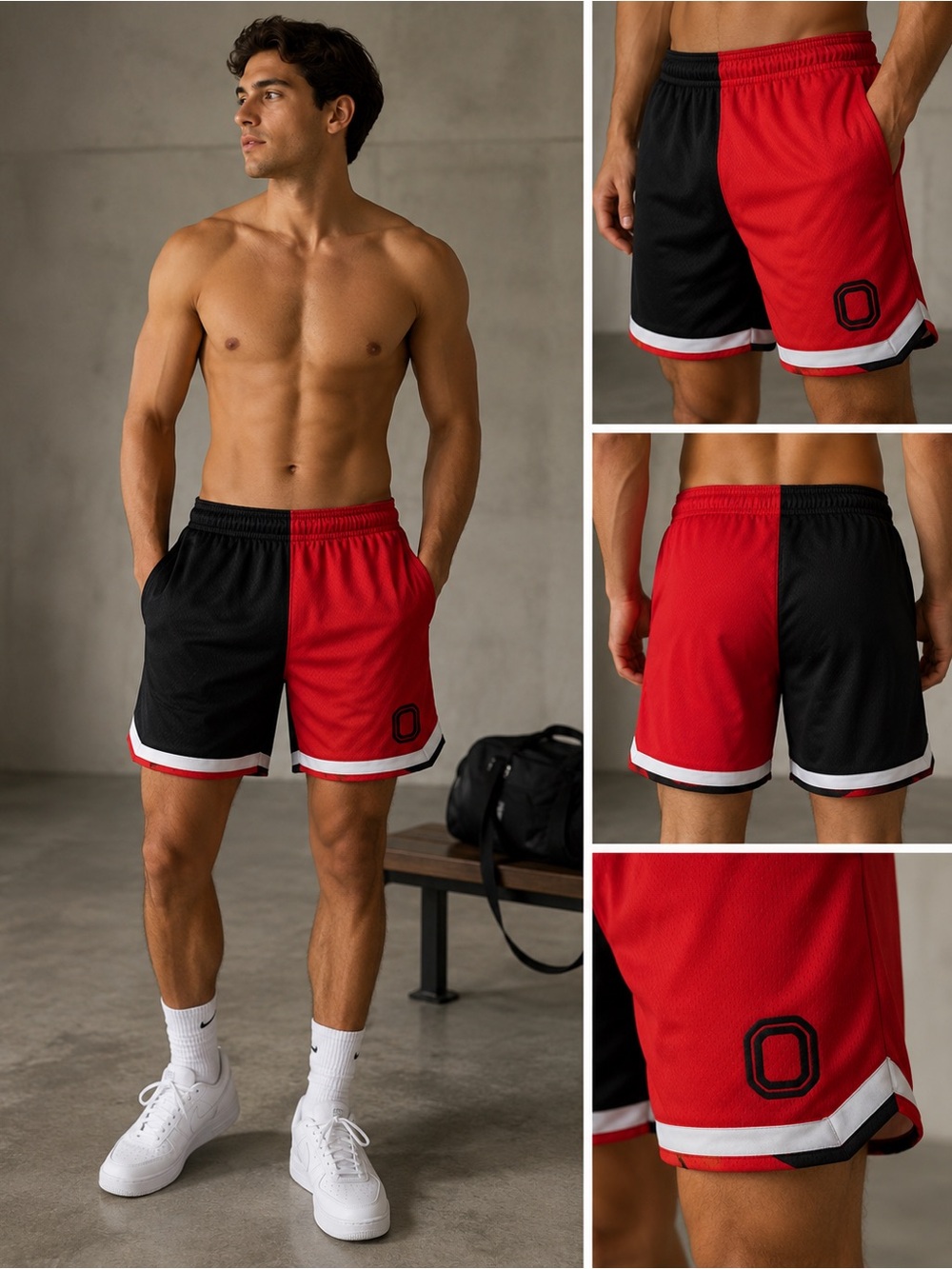 OVERTIME Men’s Red Athletic Mesh Shorts